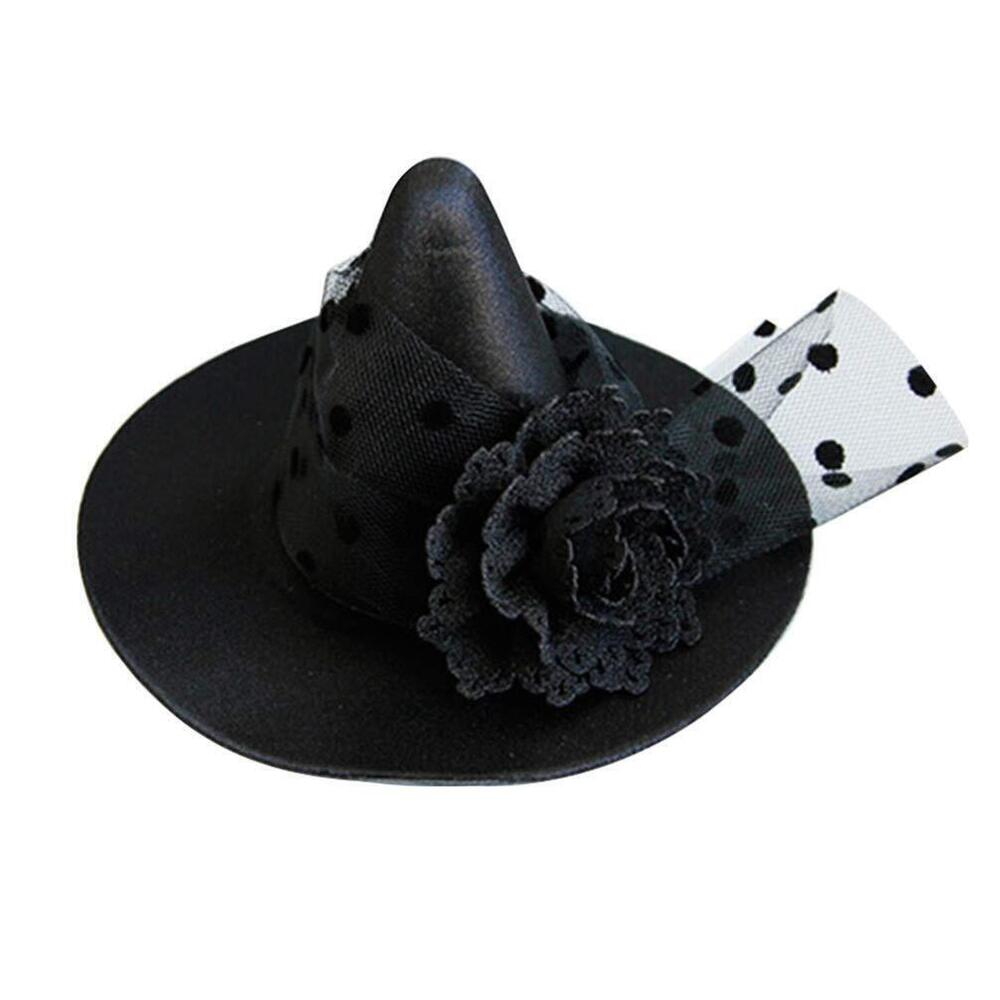 4714 Mini Top Hat Hair Clip Witch Mini Top Hat Fascinator Halloween Mesh